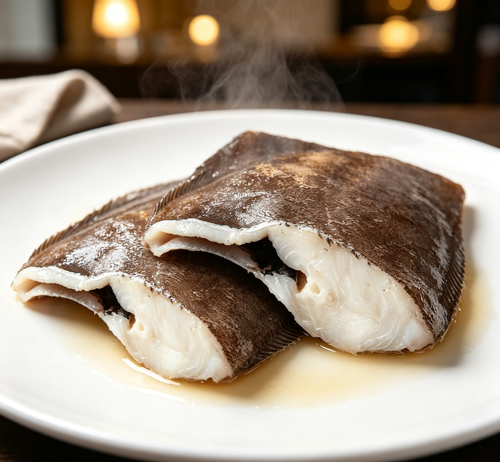 Golden pan-fried flounder fillets with lemon and herbs